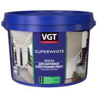 Краска, 7 кг, ВД-АК-1180 для нар/внутр. работ моющаяся "Супербелая", VGT / ВГТ
