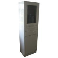 Шкаф-стойка медицинский со стеклянной и металлической дверями, двумя стеклянными, тремя металлическими полками и двумя ящиками СЕ 207